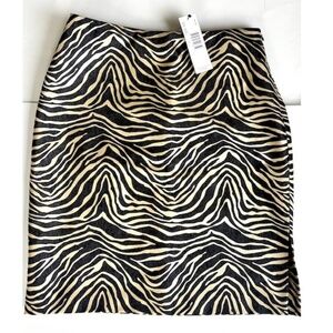 Linda Allard Ellen Tracy Black Animal Print Skirt Sz 10 NWT